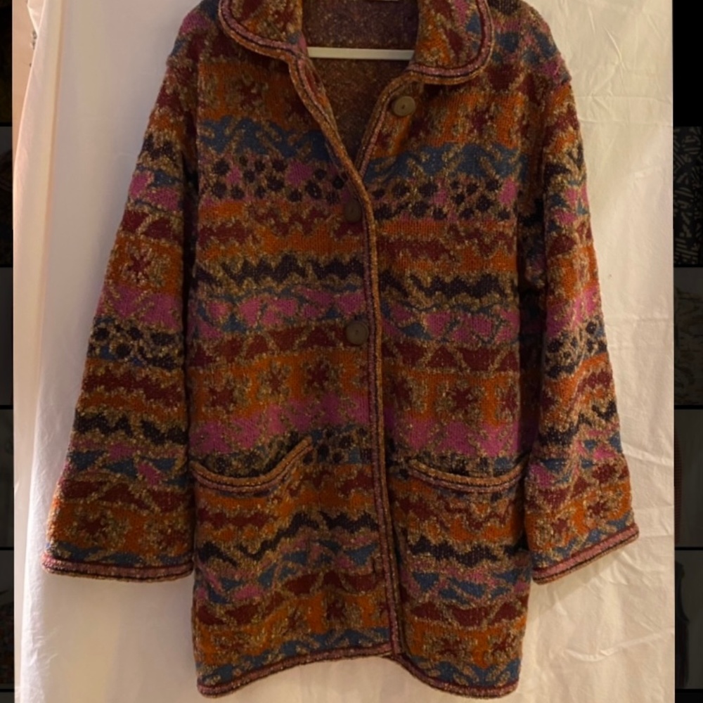 Button Front Sweater Jacket Wool Blend - image 1